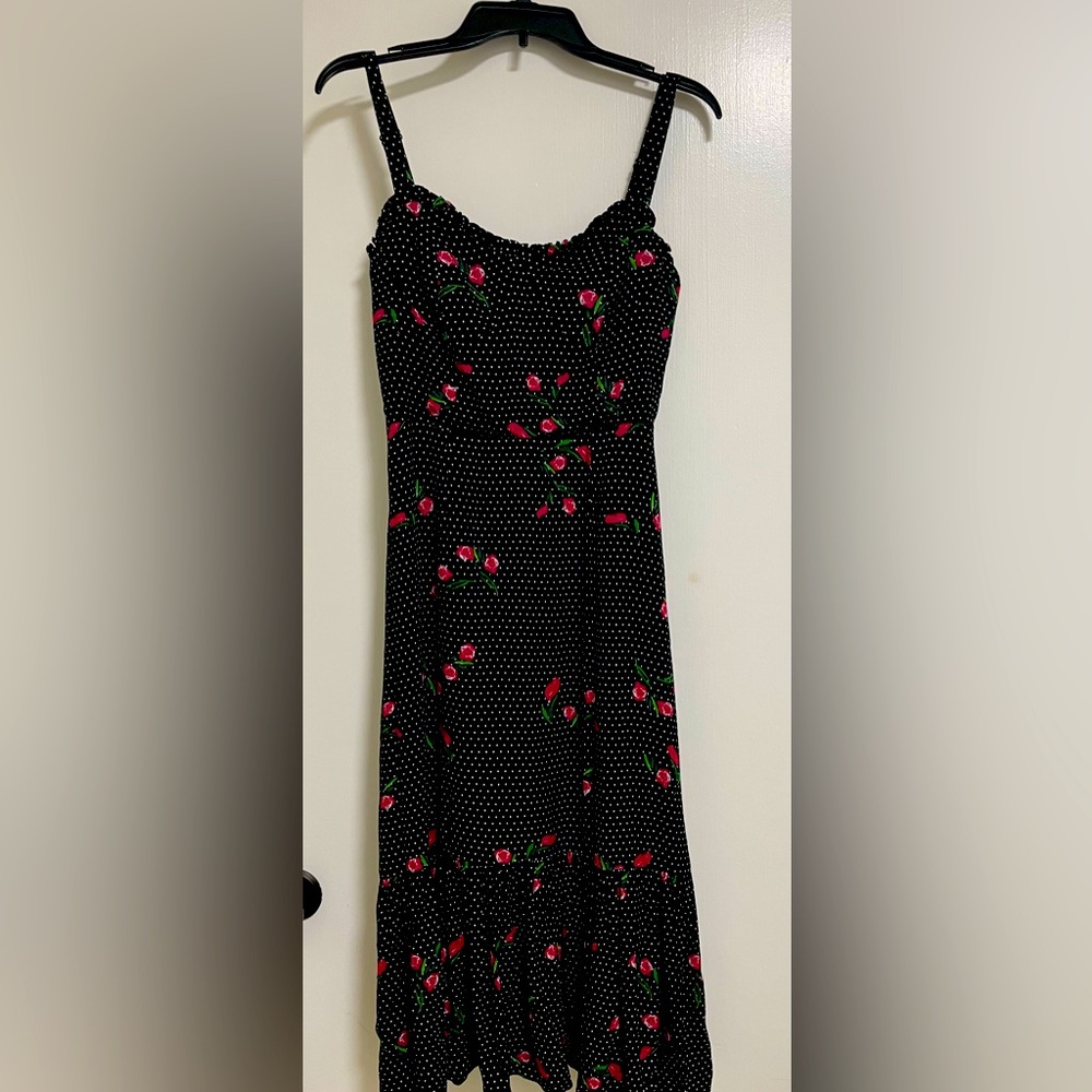 WAYF Eloise Polka-Dot Bustier Midi Dress